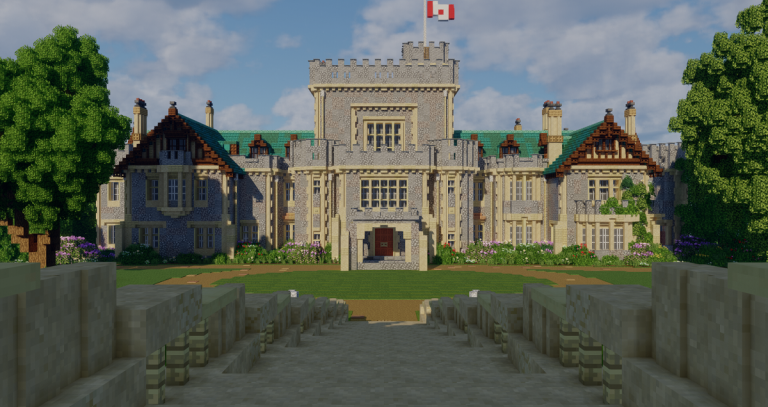 Hatley Castle as rendered in Minecraft