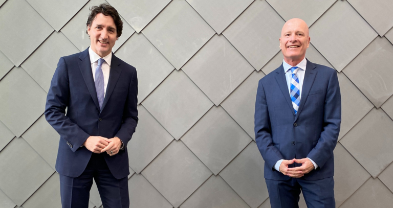 Prime Minister Justin Trudeau (left) and RRU President and Vice-Chancellor Philip Steenkamp