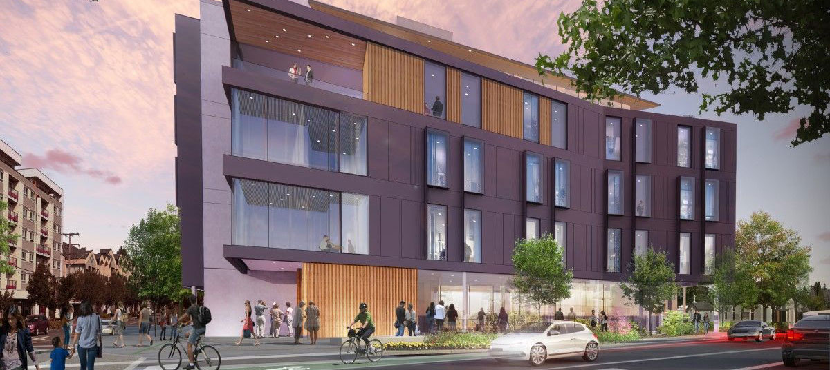 A rendering of the West Shore building for Royal Roads University in Langford