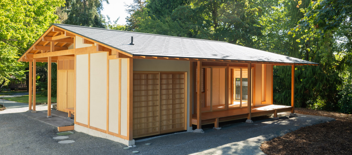 A Japanese tea house in the gardens at RRU