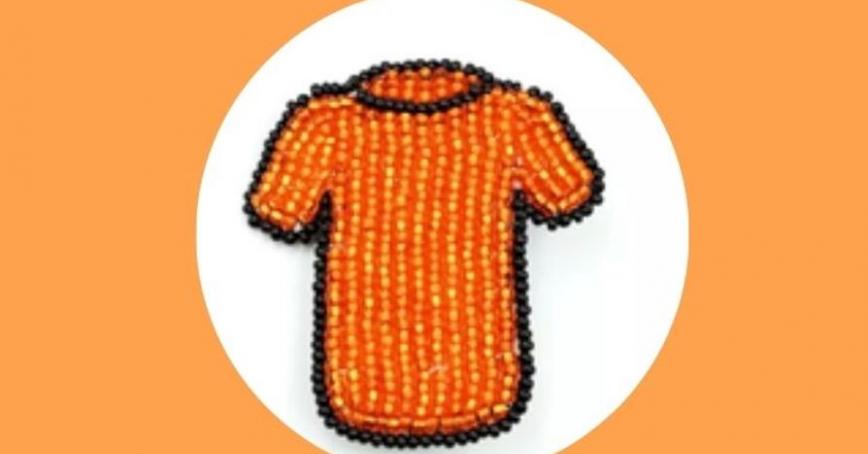 Example of a beaded orange shirt