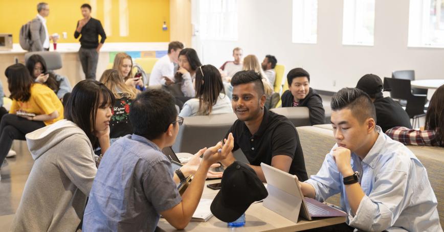 students in Sherman Jen building