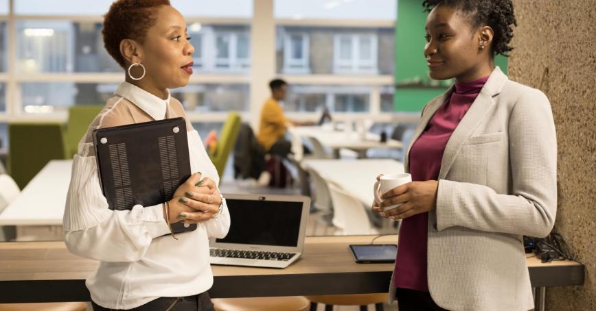 two people networking and chatting