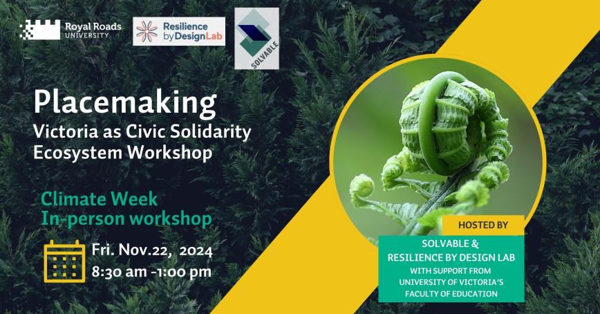 Climate Week Placemaking Workshop poster with image of fern