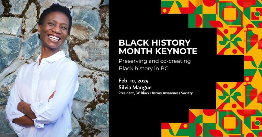 A smiling woman with the text, Black History Month Keynote.