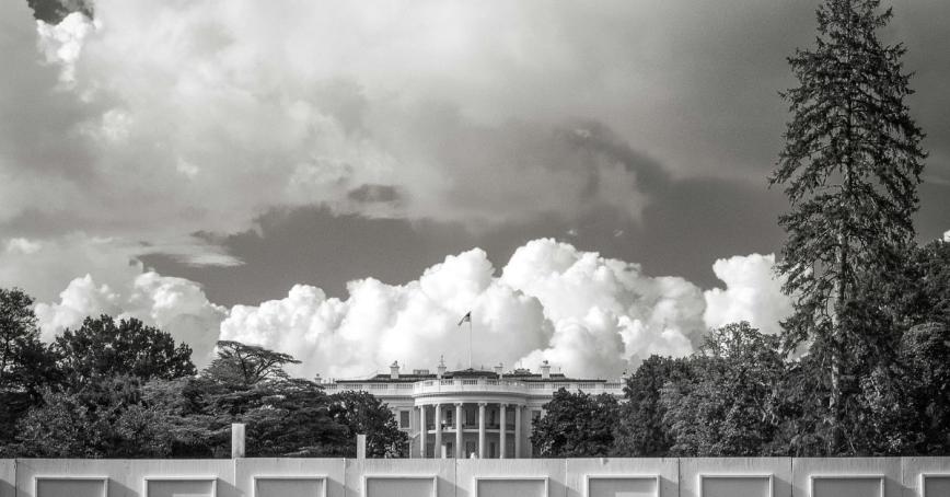 The White House with a cloud over it 