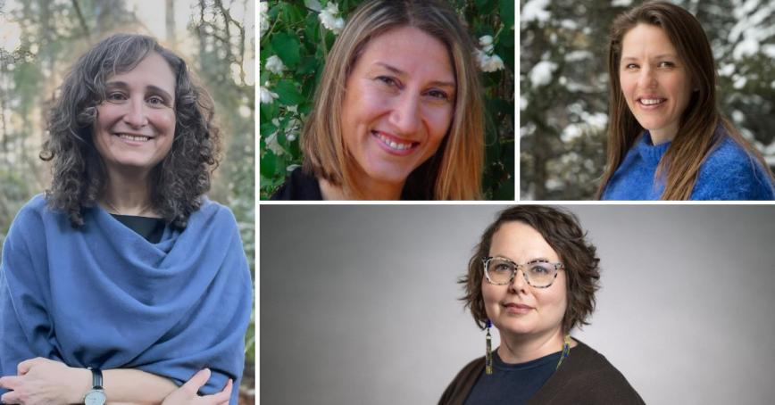 Four women academics are seen in this compilation of head shots.