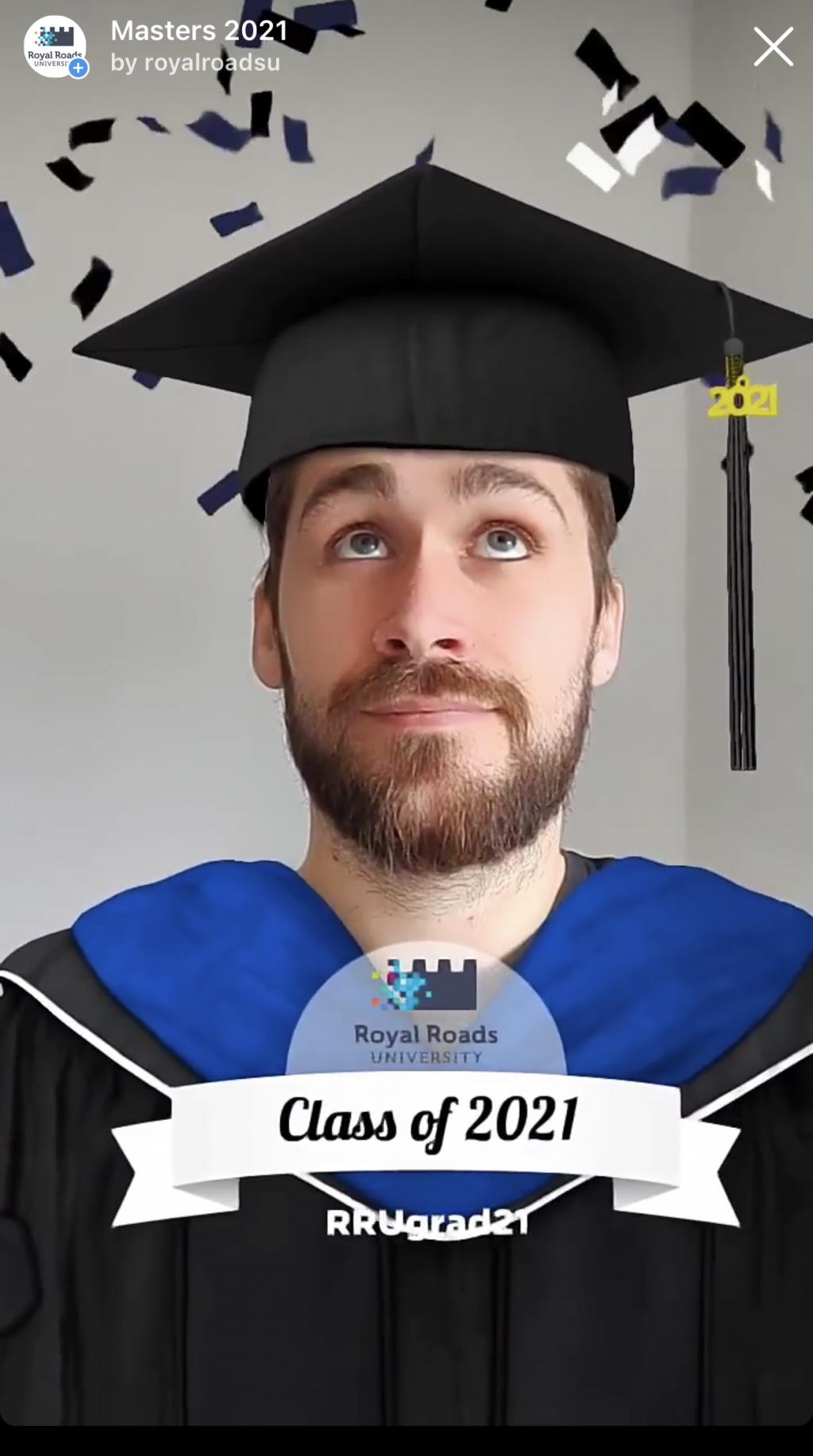 Class of Spring 2021 graduate filter on Instagram.