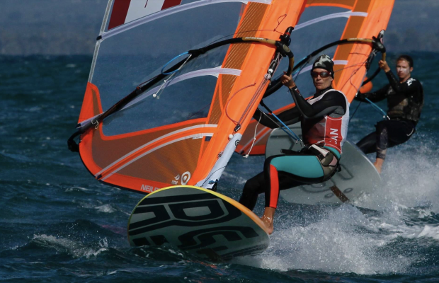 Two women windsurfing in competition. Photo courtesy of Sail Canada Caitlin Baxter.