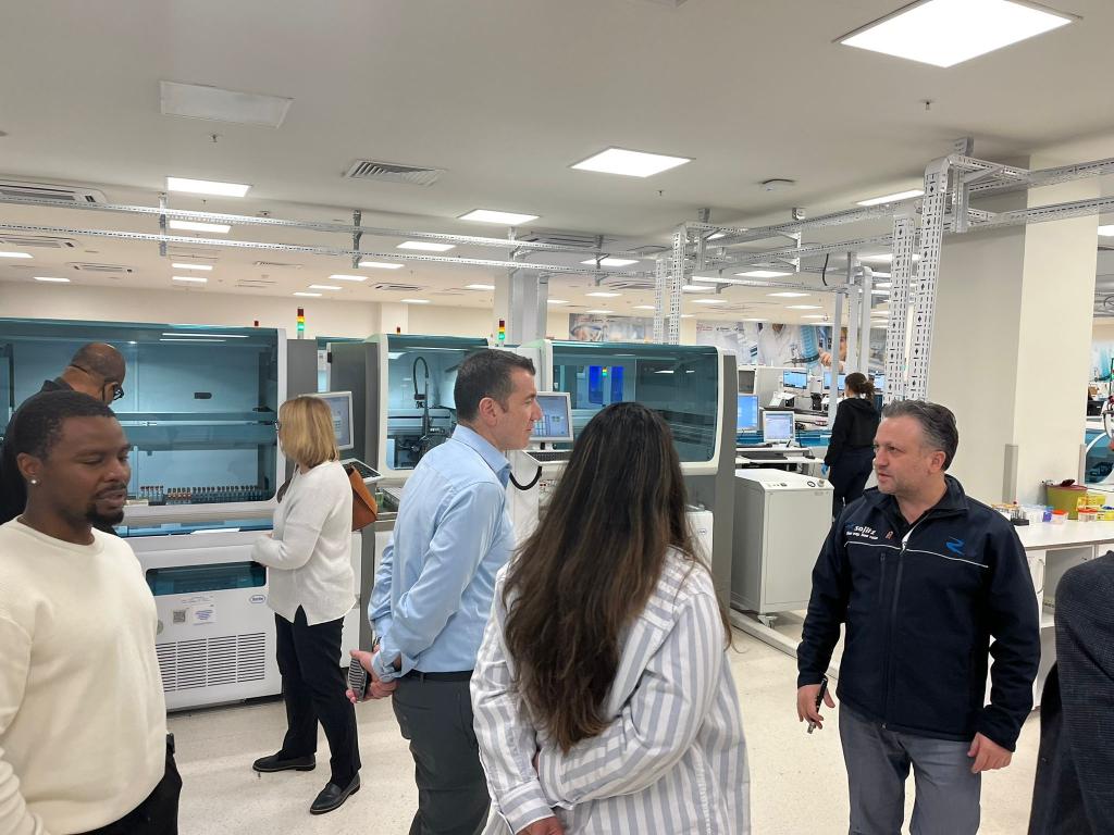 Students tour a hospital blood lab in Turkey