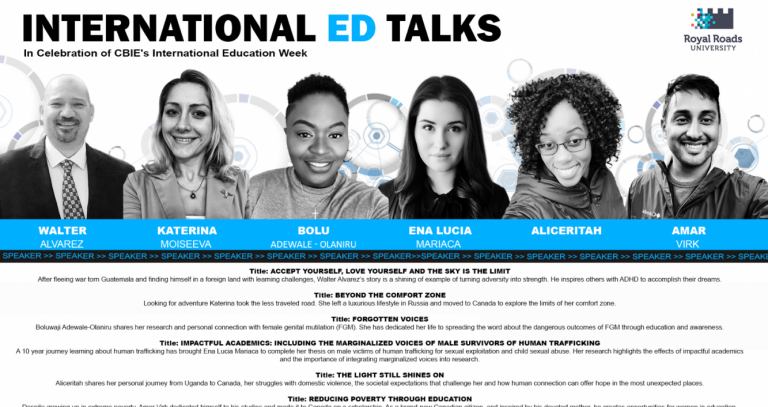 A poster of the six student International Ed Talk speakers.