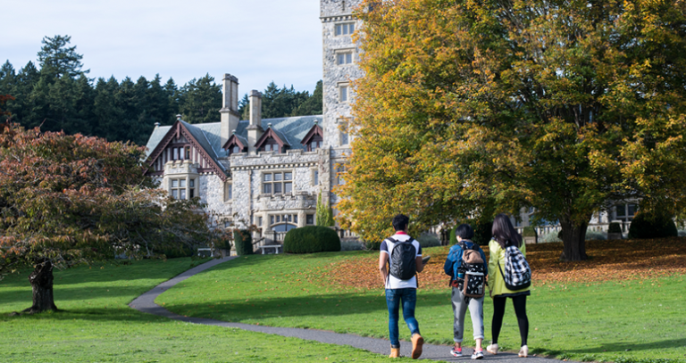 students walking on RRU campus