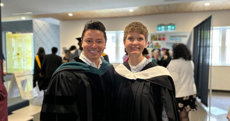 Alumni orator Armando Camara with Rebecca Sharma.