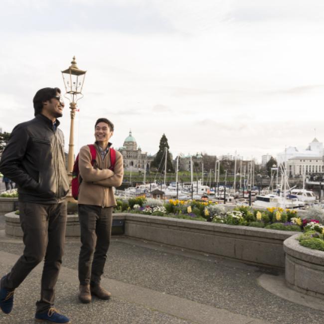 two people walking in victoria