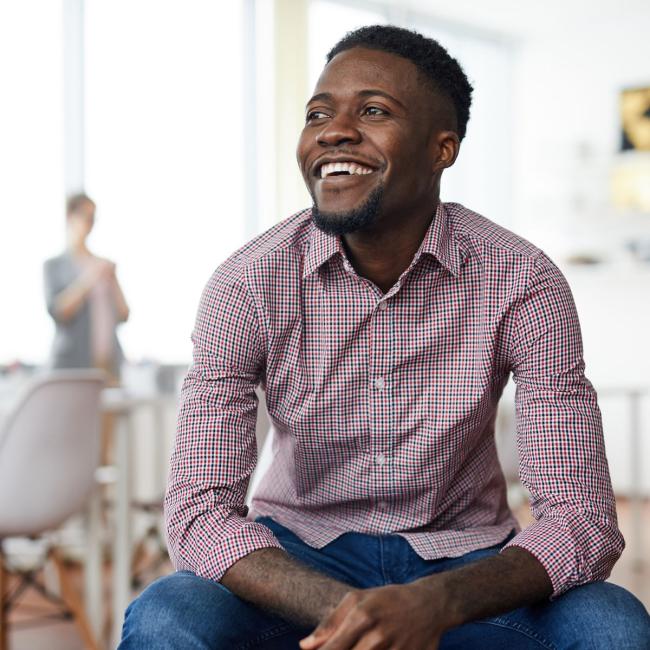 Male student in a classroom.