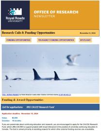 Page 1 of the research ebulletin with branded header, image of orcas, and text.